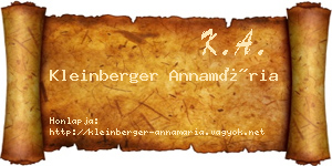 Kleinberger Annamária névjegykártya