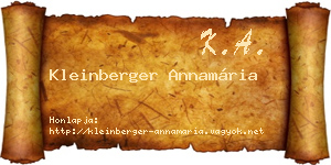 Kleinberger Annamária névjegykártya